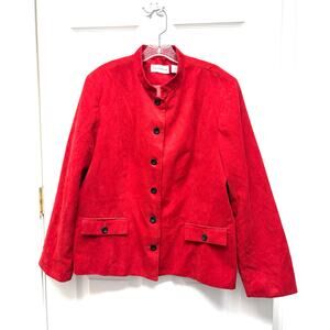 Alfred Dunner Red Jacket Women’s Size 20 Button Front Lined Structured